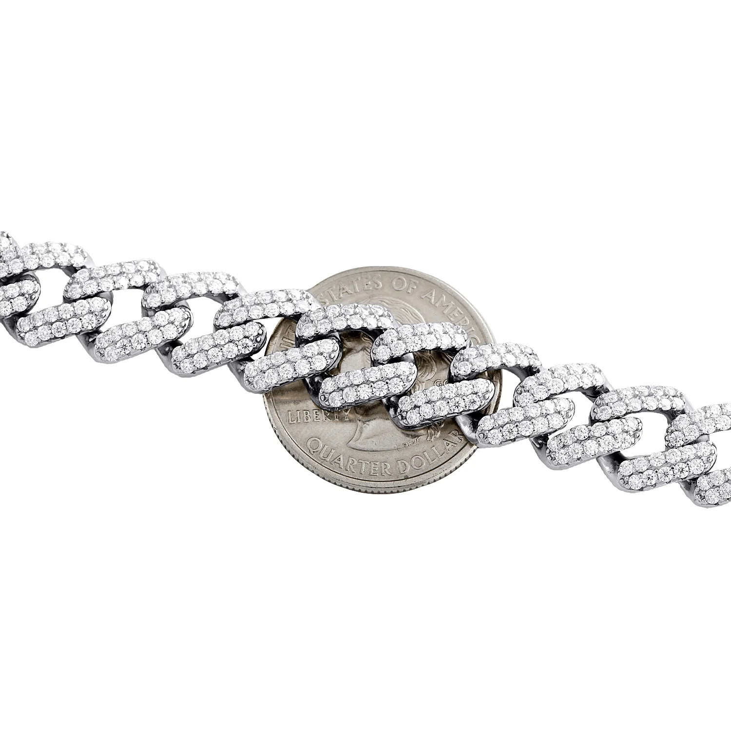 Sterling Silver Moissanite 11Mm Miami Cuban Link 20″ Prong Set Necklace 17.10 CT
