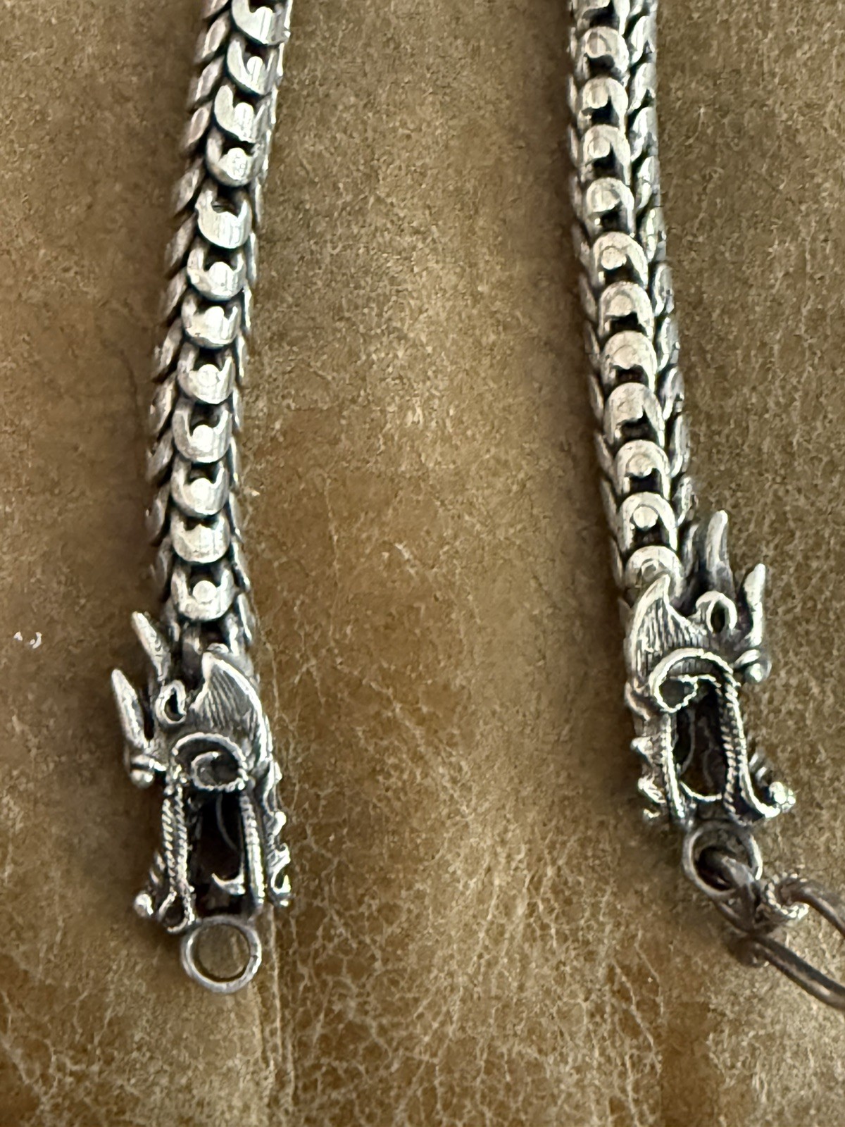 STERLING 925 SILVER *DOUBLE DRAGON HEAD CHAIN* 18” w HOOK CLASP. HEAVYWEIGHT