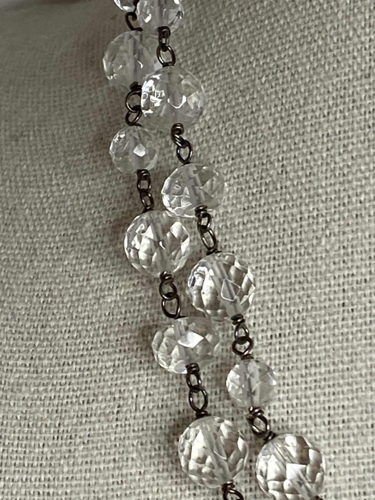 Silpada Necklace Sterling Silver Faceted Glass Beaded Lariat Signed Long 36”