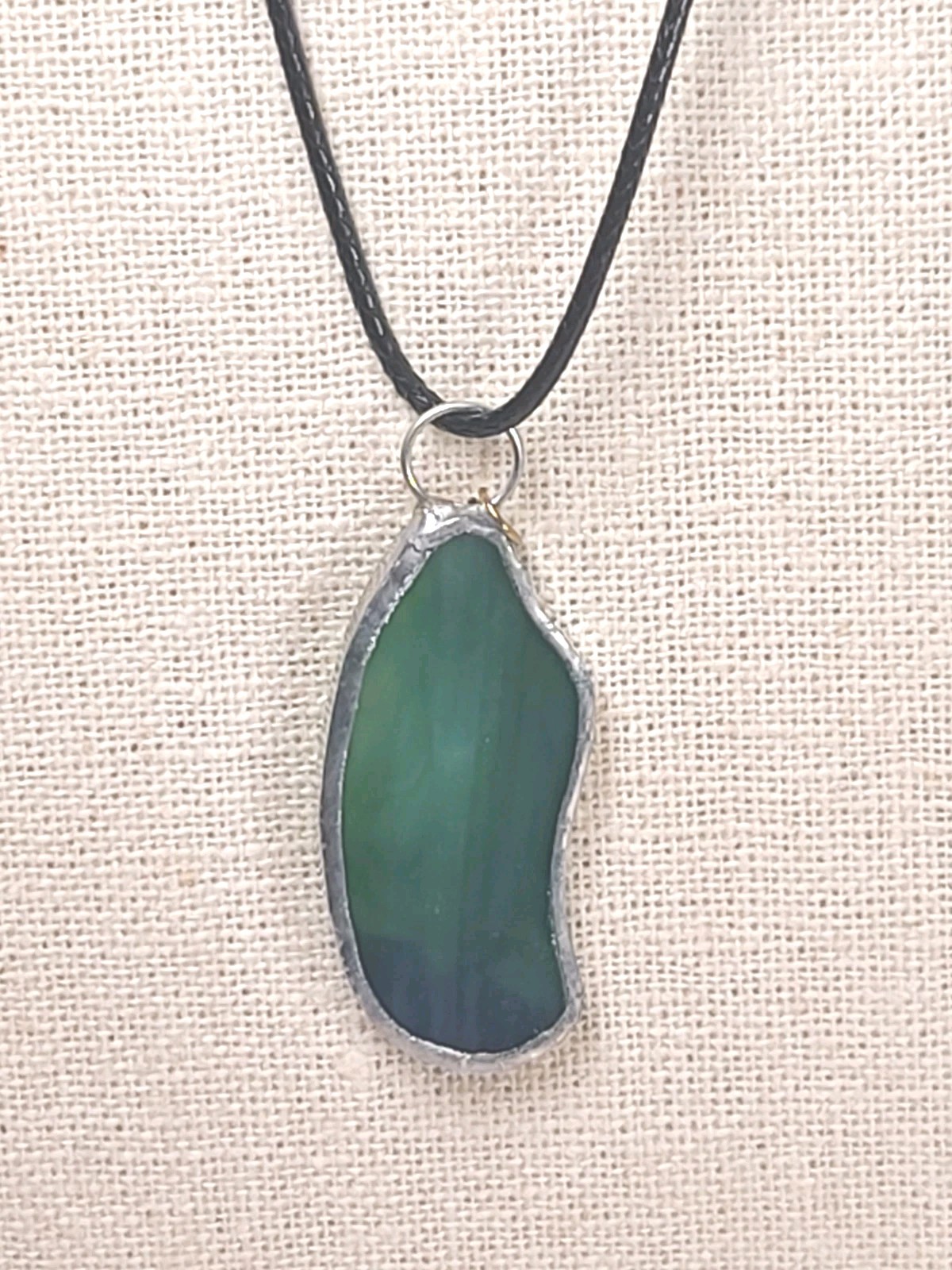 Vintage Glass Green & Blue Sea Glass Sterling Silver Dangle Pendant Handmade