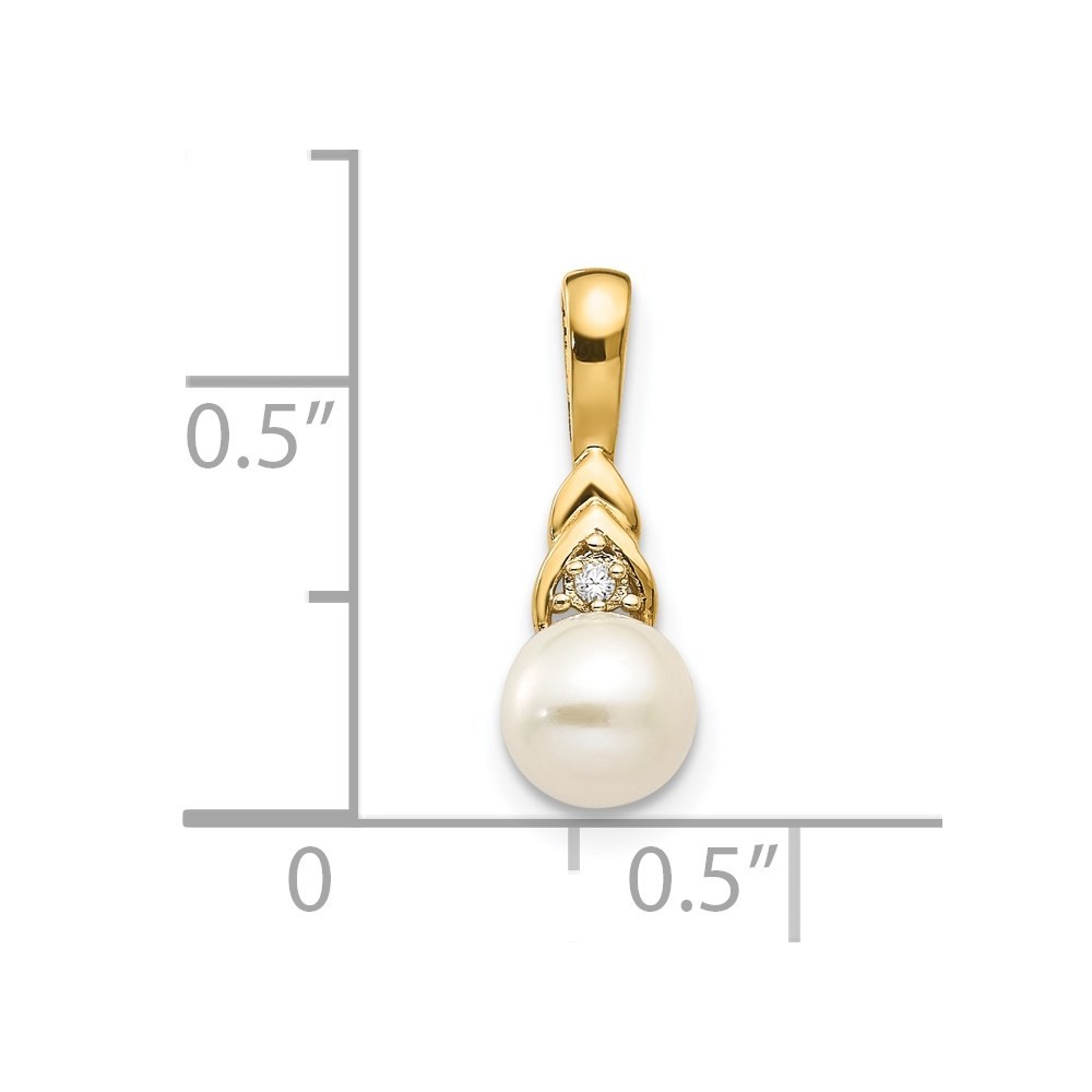 14k Yellow Gold 6mm June/Freshwater Cultured Pearl and Diamond Pendant
