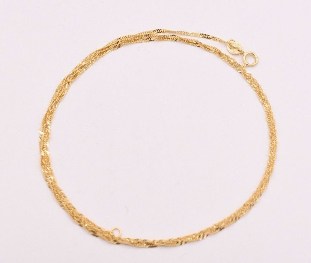 REAL 10K Yellow Gold Singapore Sparkle Chain Necklace 16″ 18″ 20″ 1.30mm