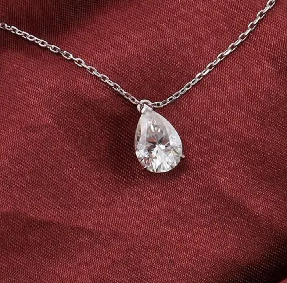 IGI Pear-Cut 4.00Ct EF/VS1 Lab Grown Diamond Necklace& Pendant 14k White Gold