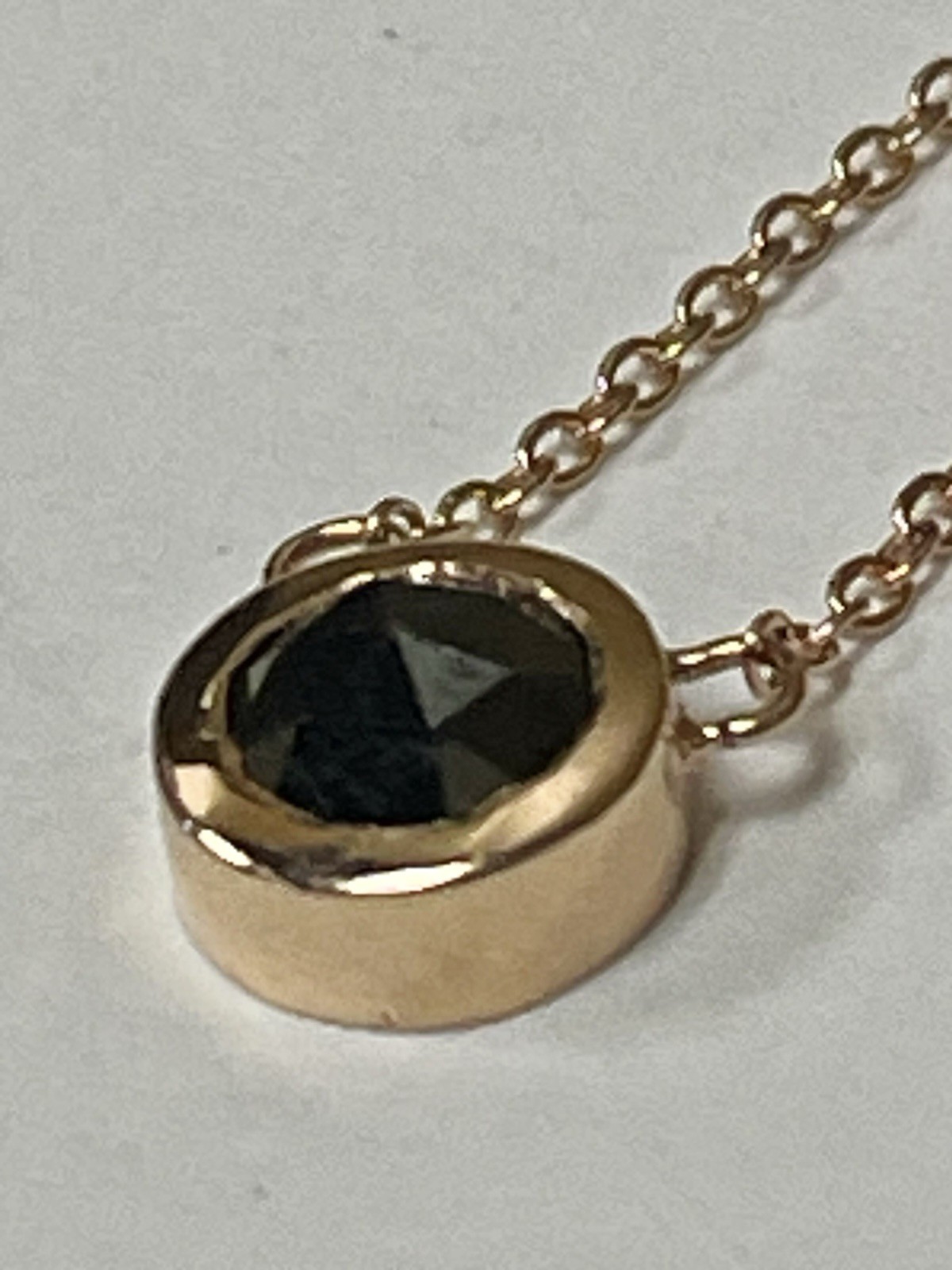 $838 14K Yellow Gold Rose Cut Black Diamond Necklace 0.50ct