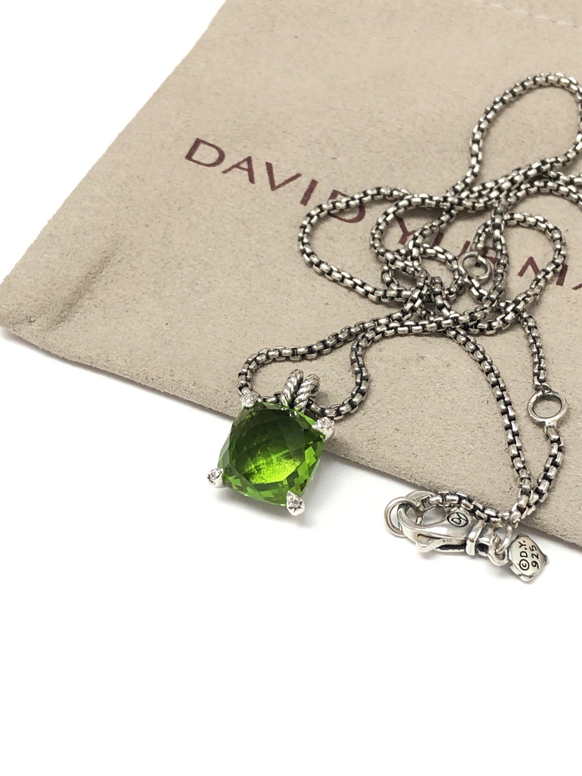 DAVID YURMAN 11mm Chatelaine Sterling Silver Peridot & Diamond Necklace