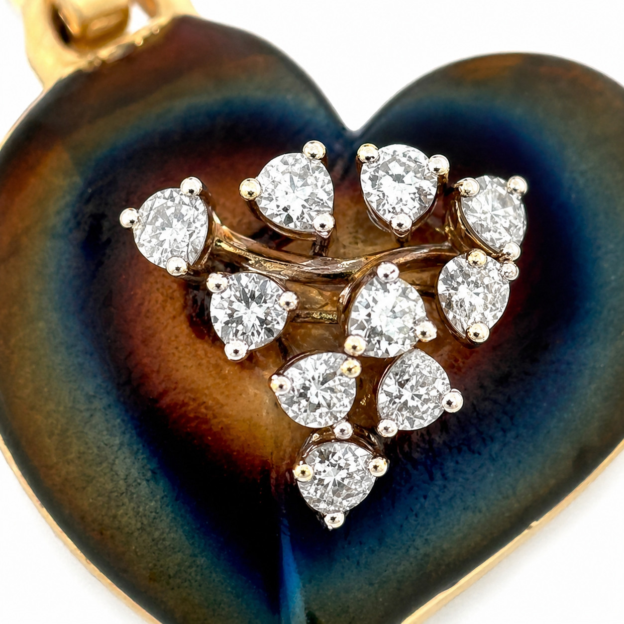 Natural Diamond Heart Pendant Necklace 14K Yellow Gold, Dainty Necklace