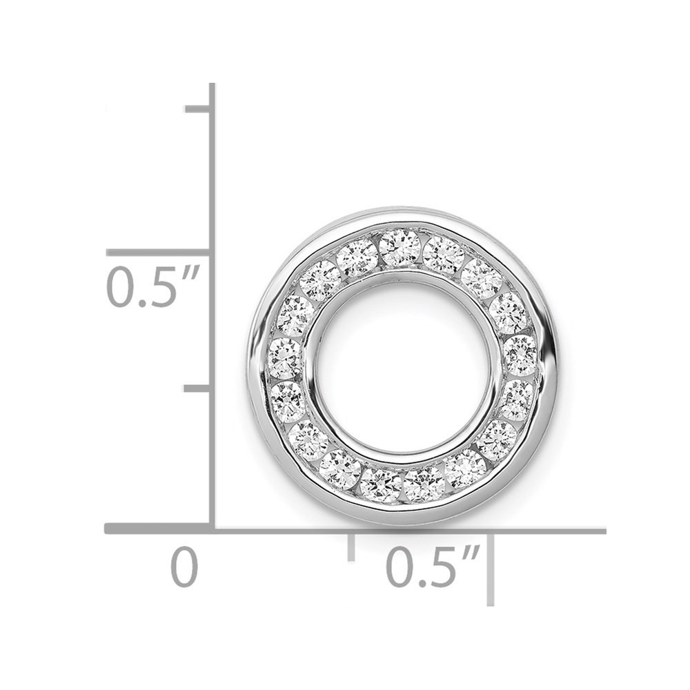 14k White Gold 1/2 Ct Round Cut Diamond Channel Set Circle Chain Slide Pendant