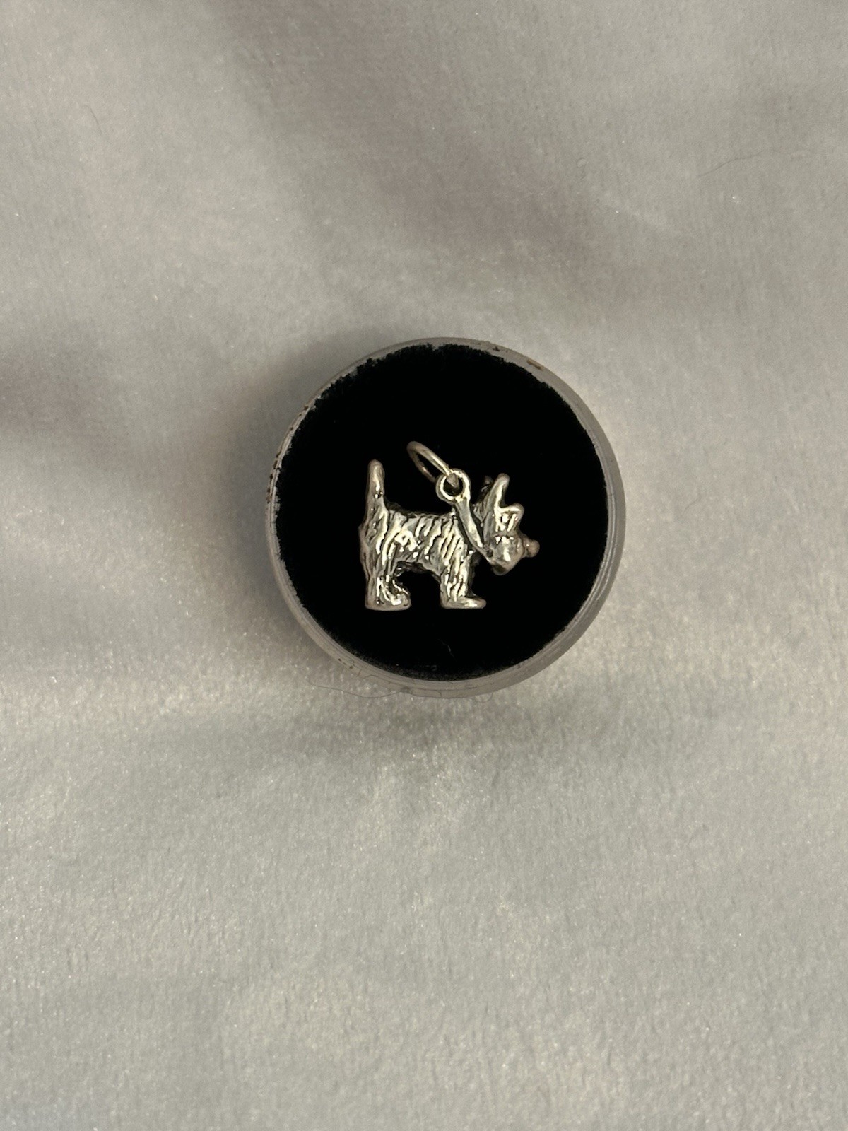 Sterling Silver 925 Dog Charm Pendant, No Stone, Silver Tone