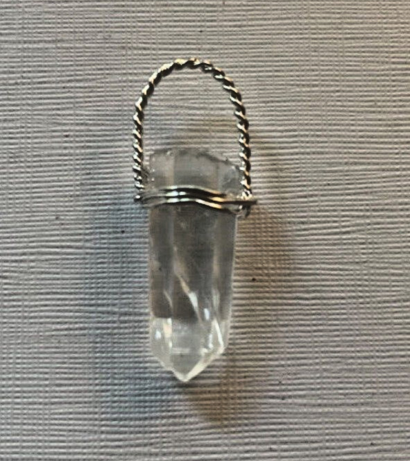 ONE NATURAL RAW CRYSTAL POINT .925 STERLING SILVER HAND WRAPPED BAIL WHOLESALE