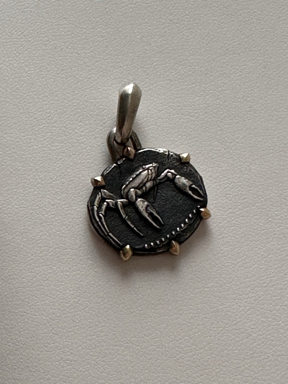 $550 David Yurman 925 Sterling Silver 18k Gold Cancer Zodiac Amulet Pendant 17mm