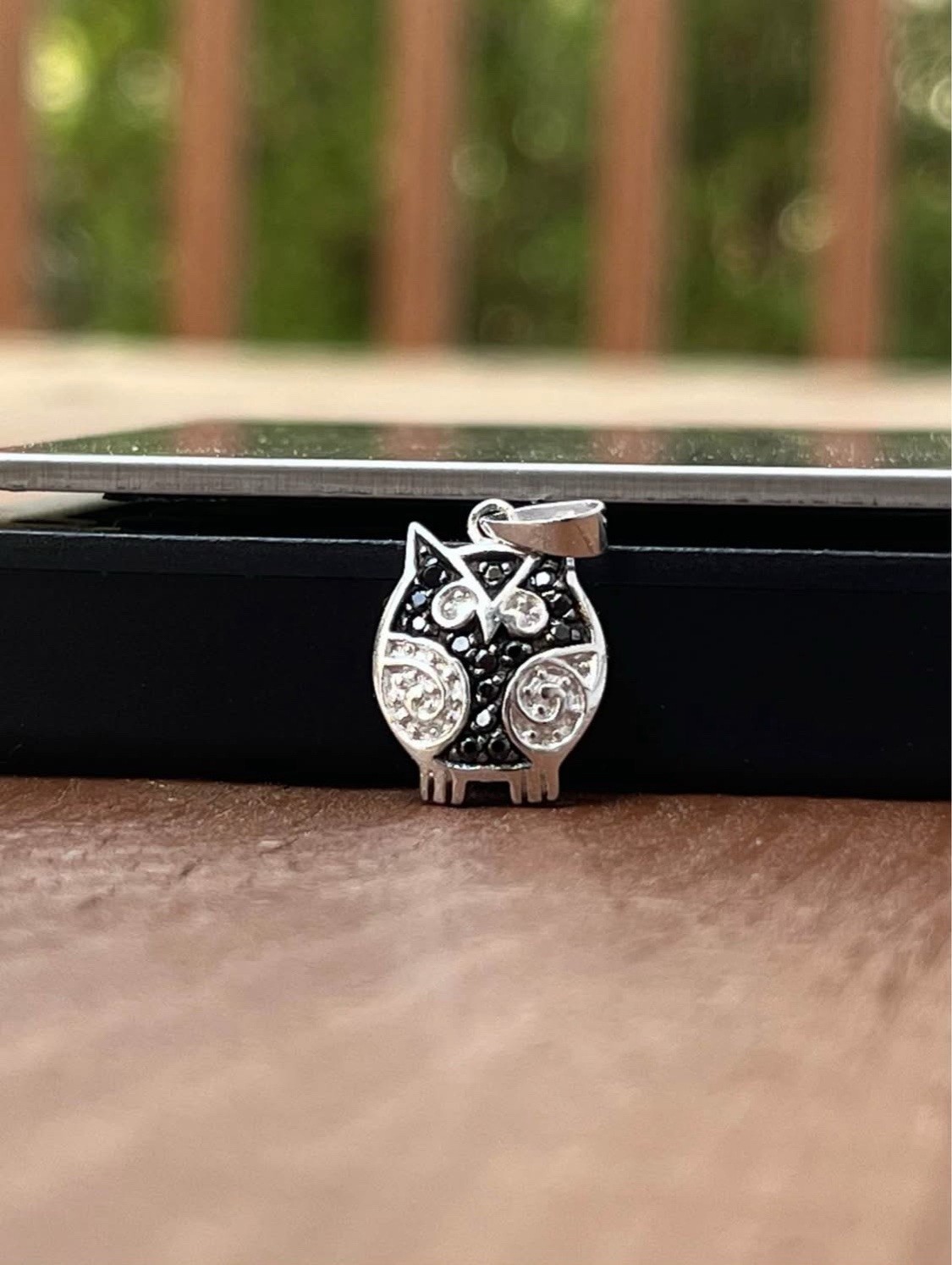 925 🇹🇭 Black Spinel Owl 🦉 Sterling Silver Two – Tone Color Thailand Pendant