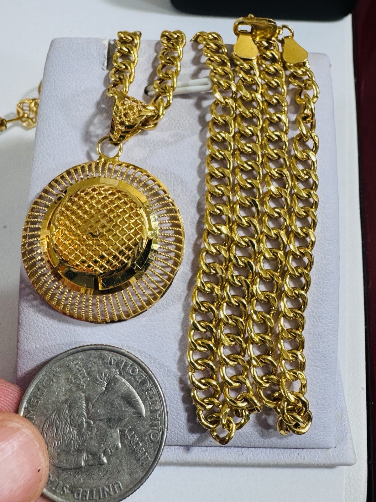 Saudi 22K Solid 916 Real Fine Gold Round Set Necklace 18”/18.5” Long 16.6g 6mm