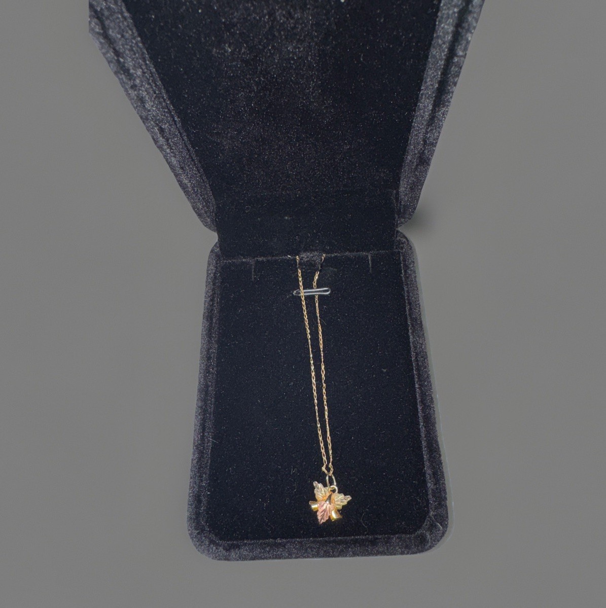 Vintage 14K Tri-Color Gold Angel Pendant Necklace Black Hills Style Multi-Tone