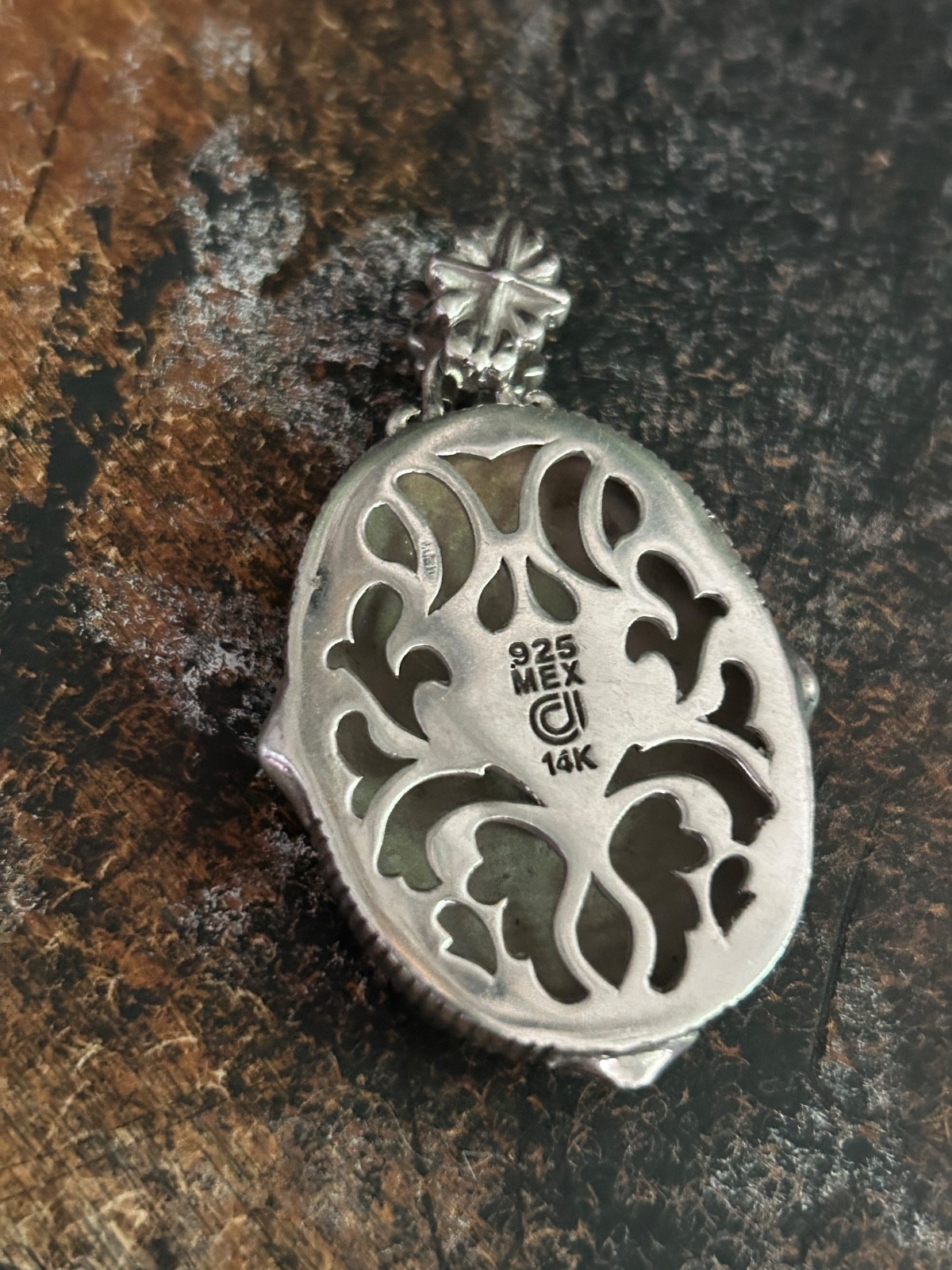 GORGEOUS MEXICO STERLING, 14k GOLD AND DIAMOND HEAVY PENDANT 24gr