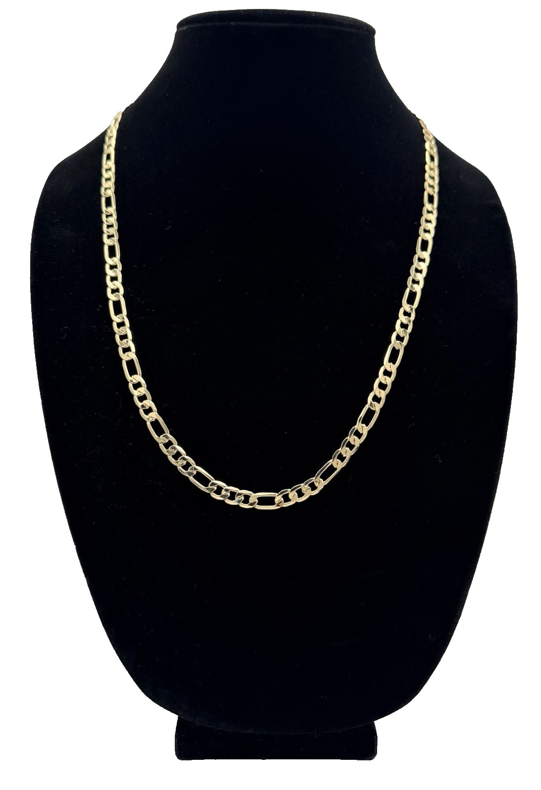 18k Yellow Gold Filled 6mm 24 Inch Figaro Chain Necklace Italy 750 Stamped New