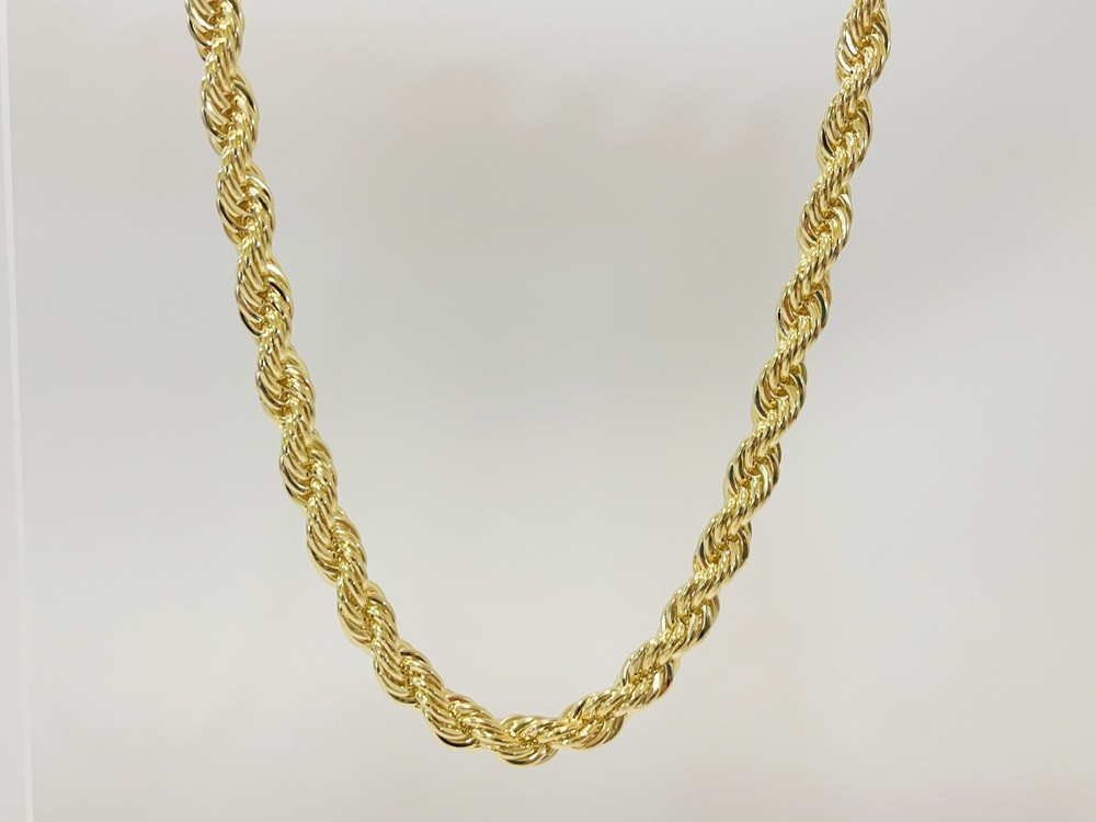 10K Yellow Gold SOLID Rope Chain Necklace Diamond Cut Real Gold 10mm 22inch