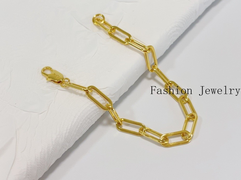 18k Yellow Gold 7.5mm Paperclip Chain Cable Rolo Link Bracelet Womens Men 7.5″