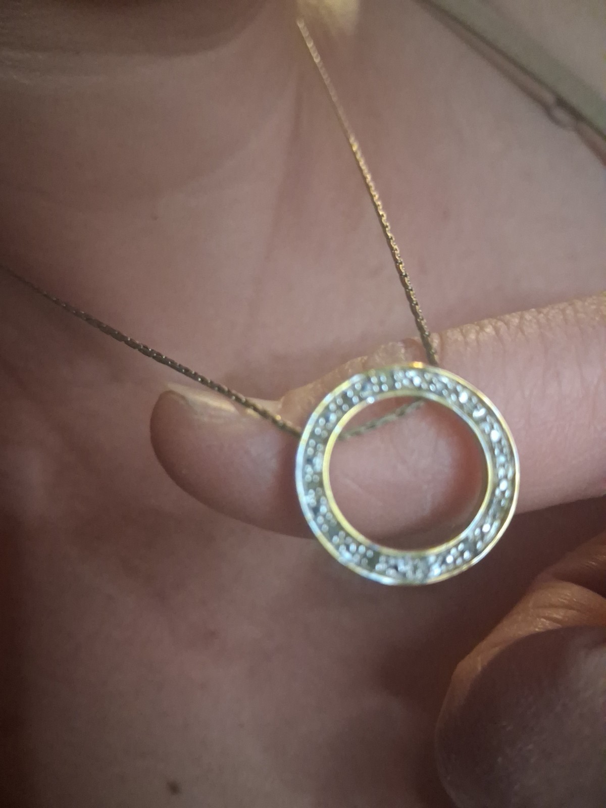 925 sterling silver Gold Accent circle pendant diamond 0.08 ctw 2.4 gram