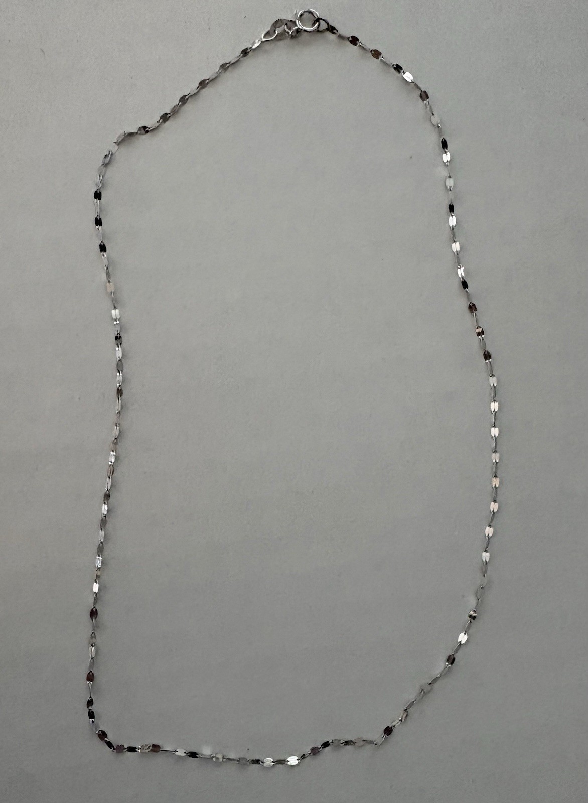 14K Solid WG White Gold Mirror Link Chain Necklace Choker 16″ Sparkle