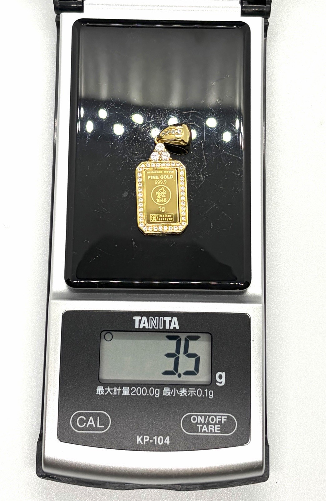 Heimerle Meule 24K Gold Ingot 1g Silver 925 Frame Pendant Top Germany Charm
