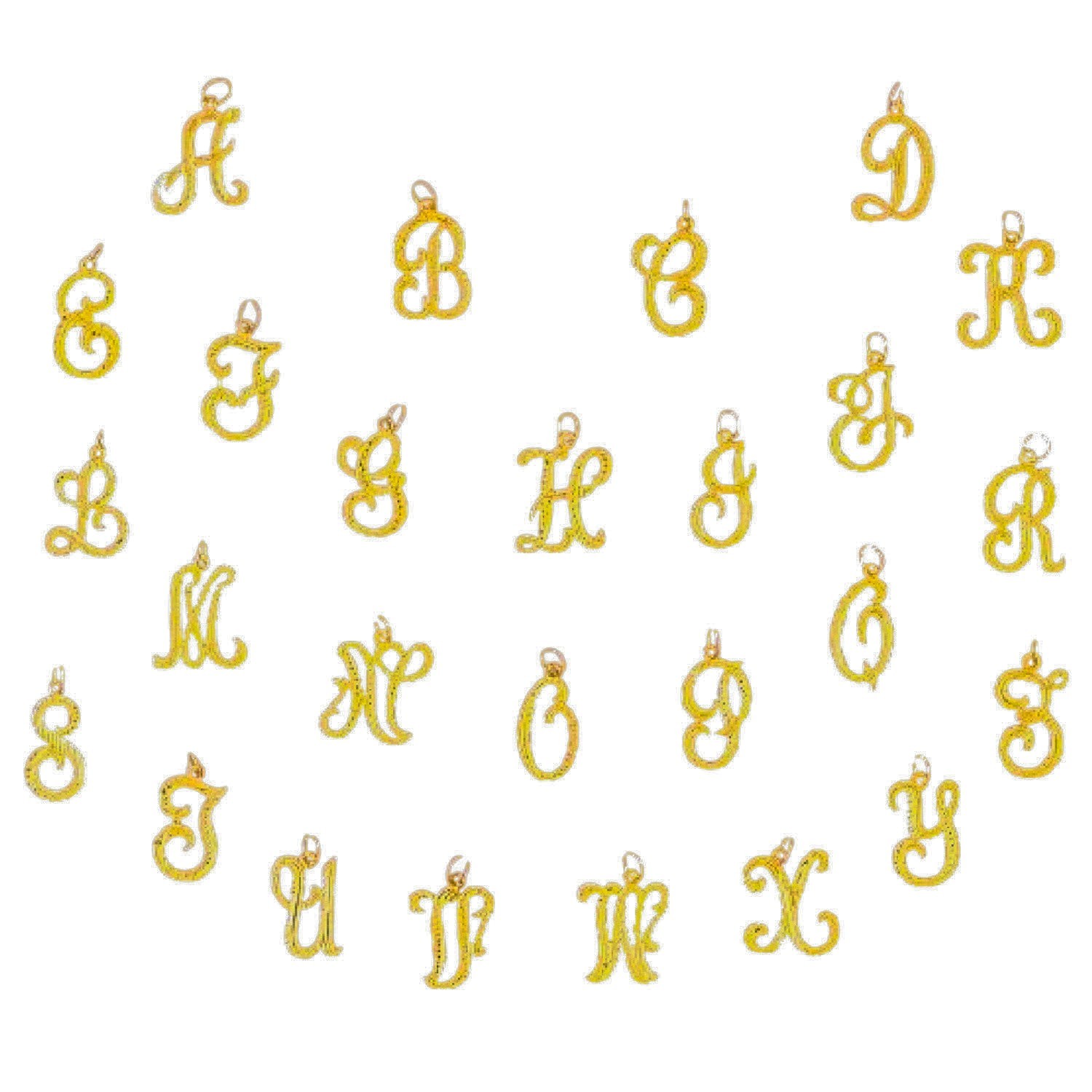 A to Z Any One 14K Yellow Gold Letter Pendant Charm, Made in USA