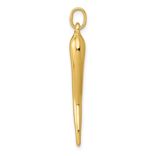 14K Real Gold 3D Cornicello Charm Pendant, Gold Italian/Chili pepper Horn – 14KH