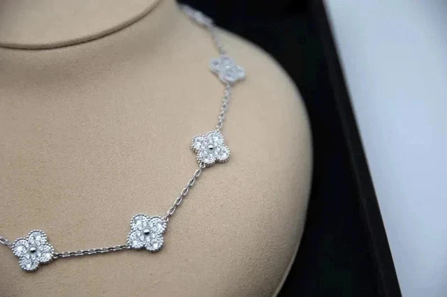 4Ct Round Cut Lab Created Diamond Clove Shape Necklace 14K White Gold Plated 18′