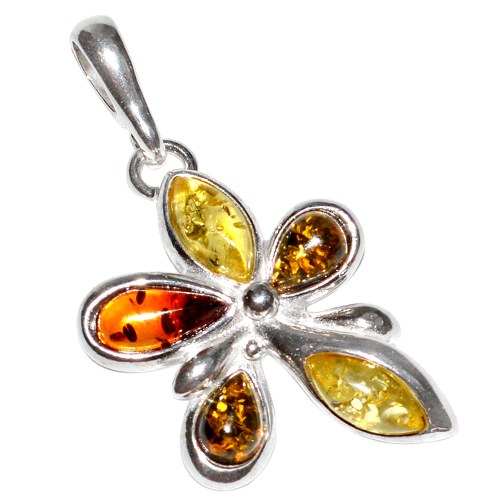 3.5g Authentic Baltic Amber 925 Sterling Silver Pendant Jewelry N-A338