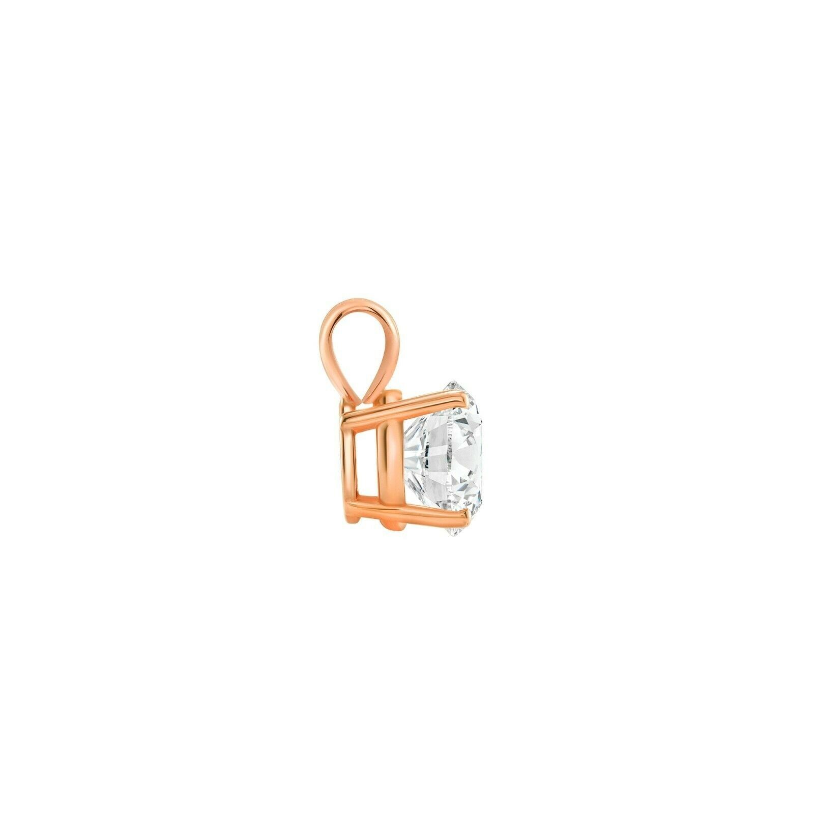 1 Ct Round Solitaire Lab Grown Diamond Solid 14K Rose Gold Pendant only