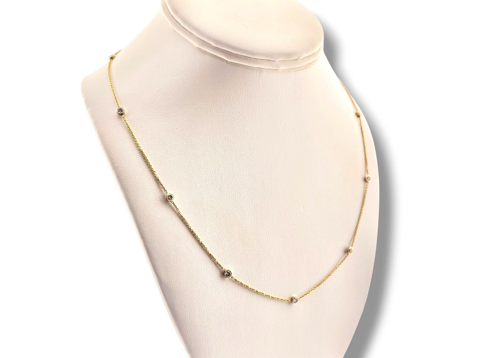Vintage 14K Yellow Gold 1.00 CTW Natural Diamond By The Yard Station Necklace