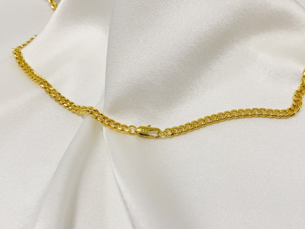 18K Yellow Gold 4mm Solid Curb Miami Cuban Chain Link Mens Womens Necklace 20″