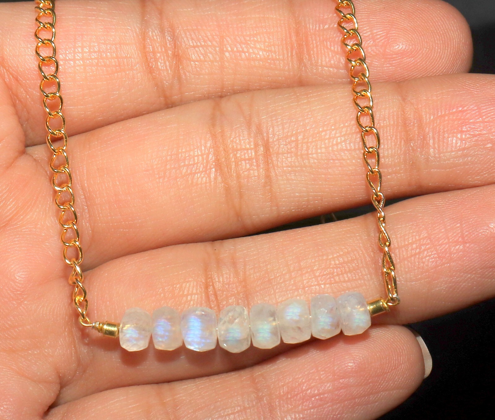 Natural rainbow moonstone choker necklace moonstone bead 6 mm moonstone gemstone