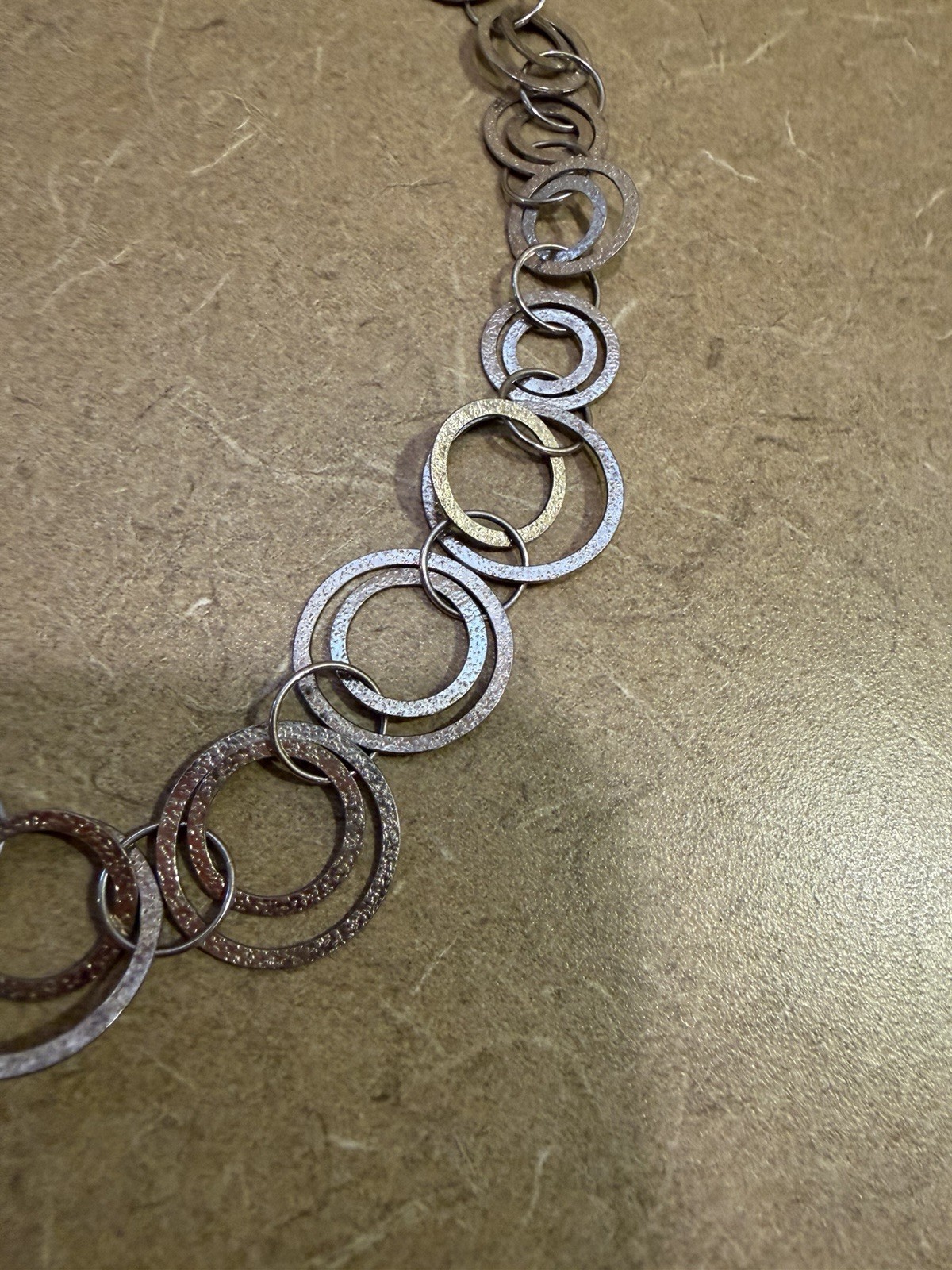 Milor Italy Sterling Silver 925 Interlocking Circles Round Chain Link Necklace