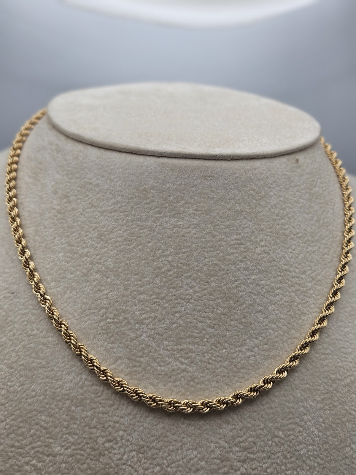 18K Yellow Gold Diamond-Cut Rope Chain Necklace, 17.6”, 8.5g, 3.5mm