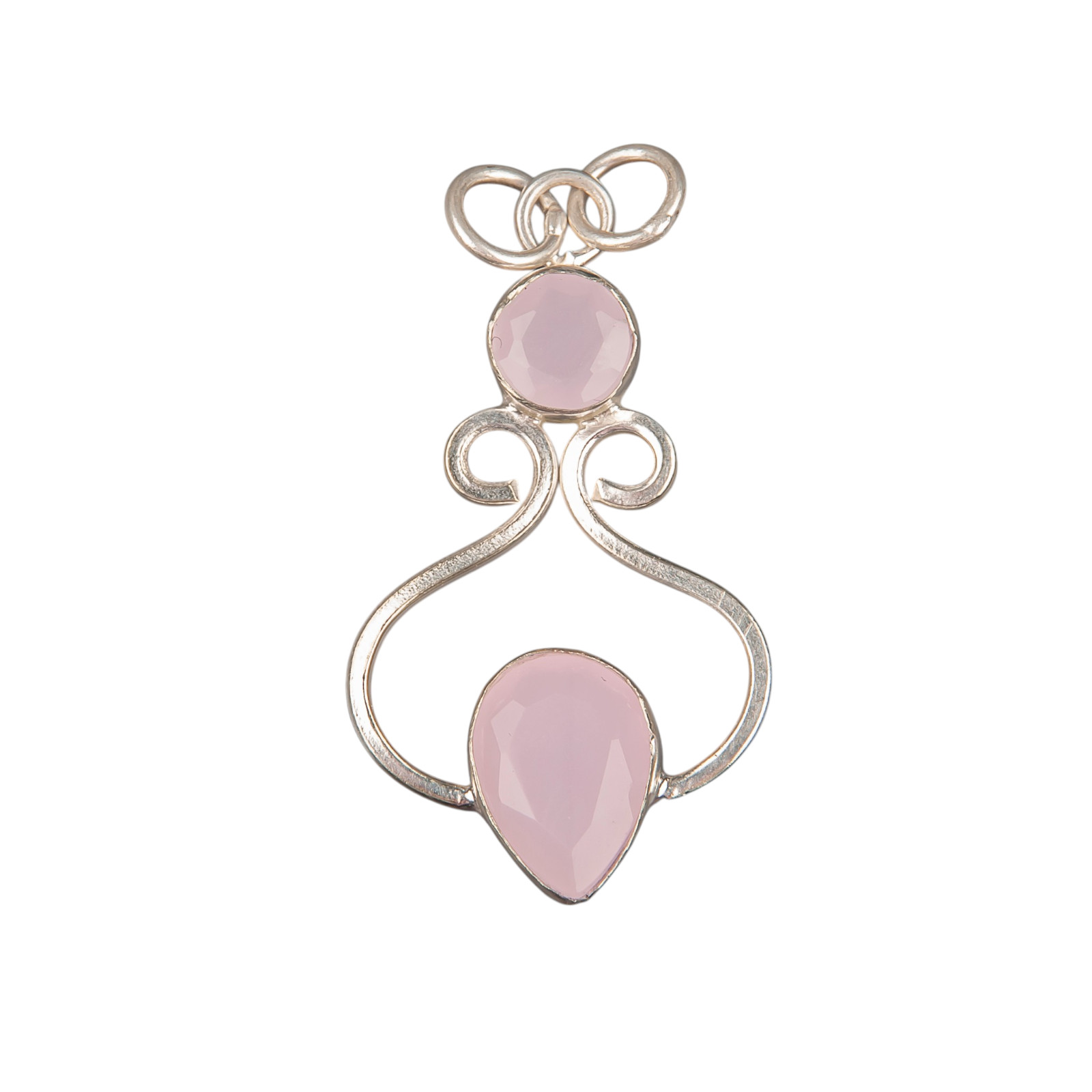 Rose Chalcedony 925 Sterling Silver Chain Pendent 1.60″ Gift For Engagement