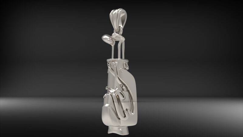 Golf Bag Pendant | 999 Fine Silver 34mm | Handmade USA