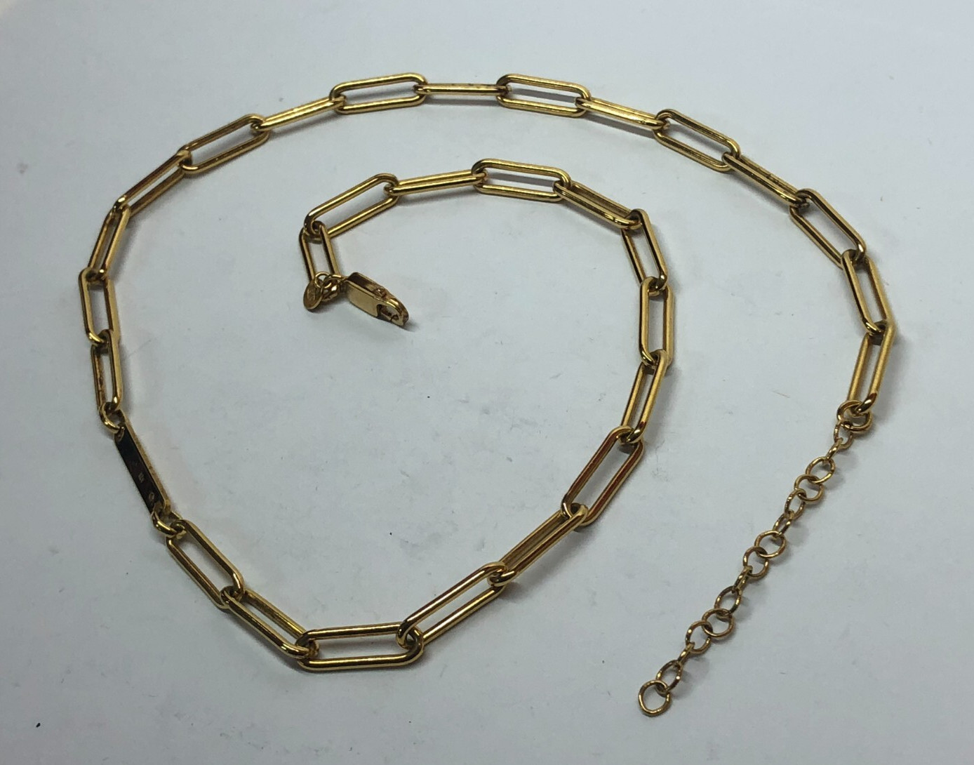 Gold Vermeil Sterling Silver Paperclip ID: Poopy Diamond Necklace 20.5″ [065GRA]
