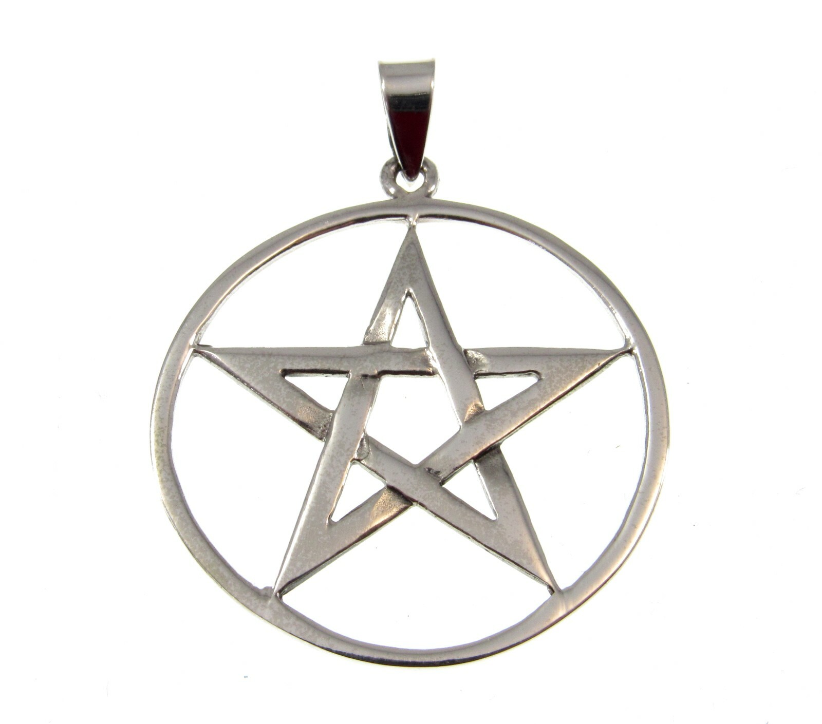 Large 925 Sterling Silver Round Pentacle Pentagram Pendant Talisman Wicca
