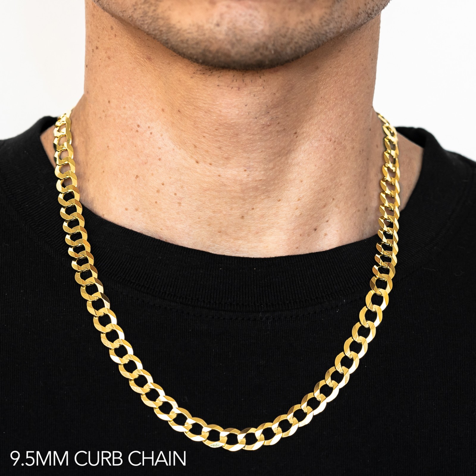 14k Yellow Gold 2mm-14mm Solid Curb Chain Necklace Bracelet Size 16″-30″