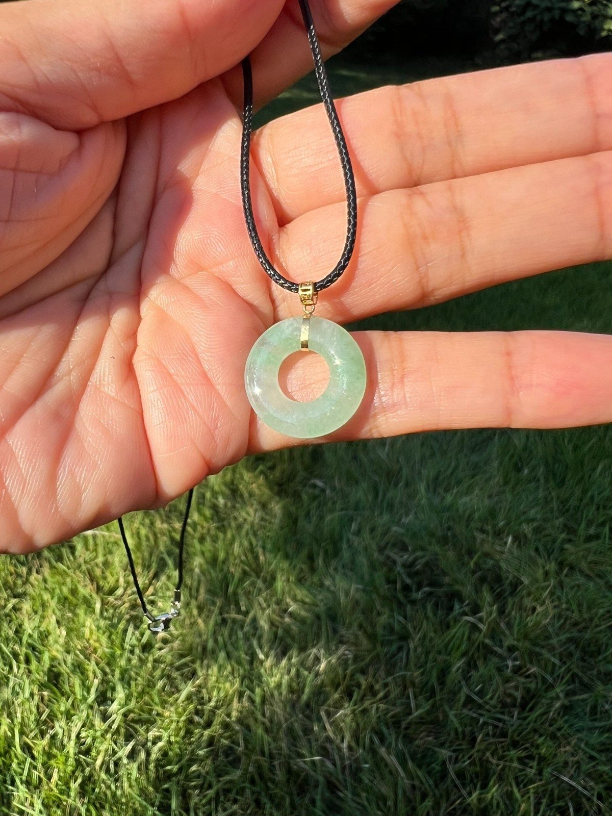 Icy Green 18k Solid Gold 100% Natural Grade A Jadeite Jade Pendant H178 5