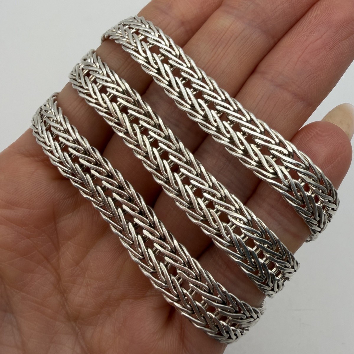 Vintage 925 Sterling Silver Wheat Foxtail Chain Necklace Men Heavy 34.5g