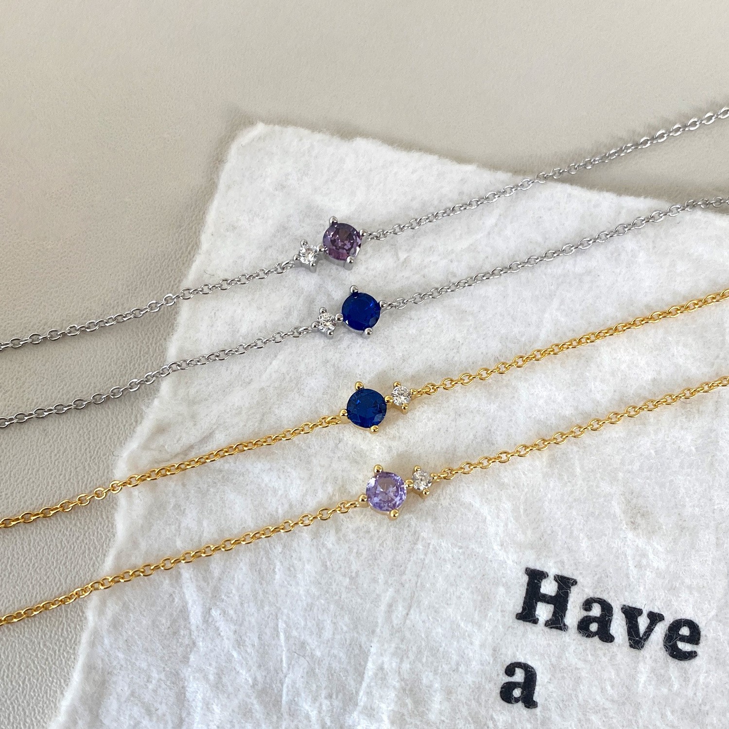S925 Sterling Silver Necklace With Twelve Birthstone Pendants, A Light-luxury, N