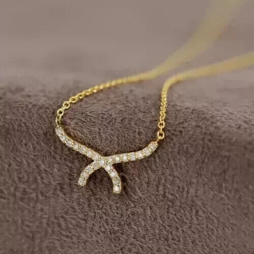 Women’s 18″ Pendant For Wife Gift Round Natural Diamond GDGL Certify 14k Gold