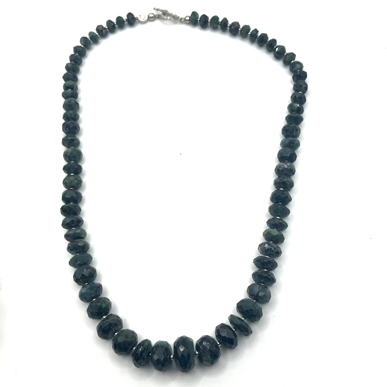RSI Necklace Labradorite Faceted Bead Single Strand Graduated Sterling 925 Clasp