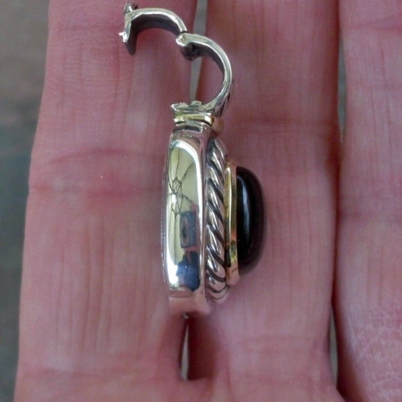 Retired David Yurman Albion Black Onyx Enhancer Pendant w/Chain – 14K/925