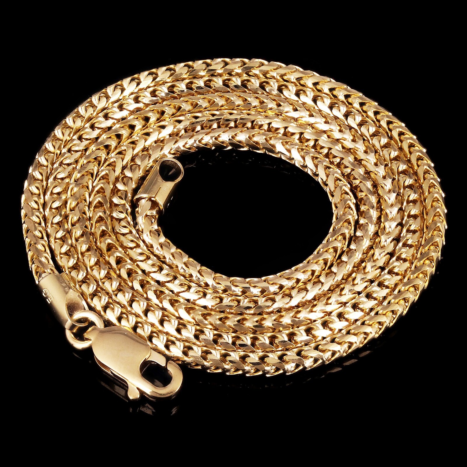 Italian 14k Yellow Gold Solid Diamond Cut Franco Chain Necklace 20″ 1.8mm 10gram
