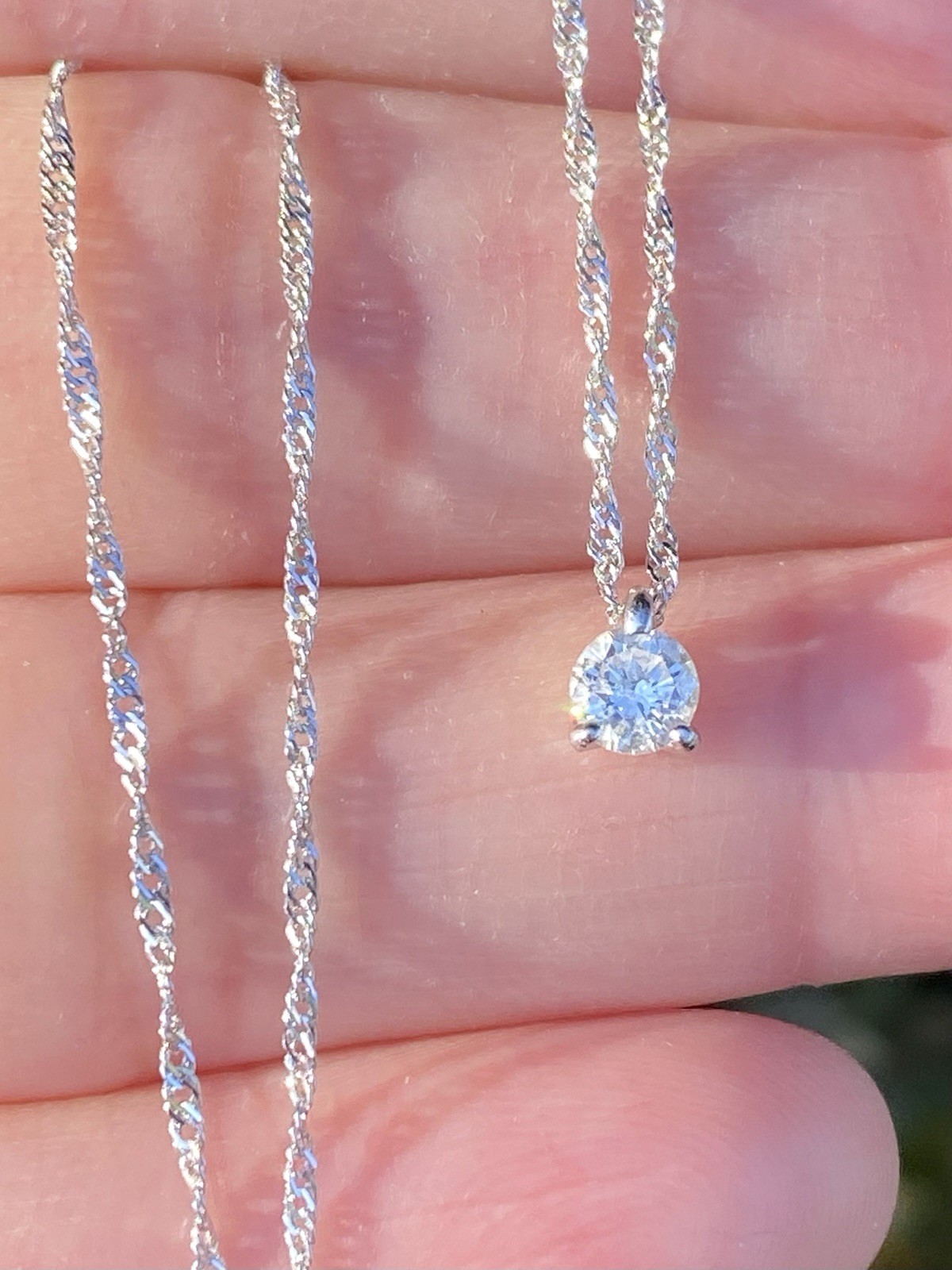 Platinum 0.20CT 100% Natural Quality White Diamond Pendant Necklace