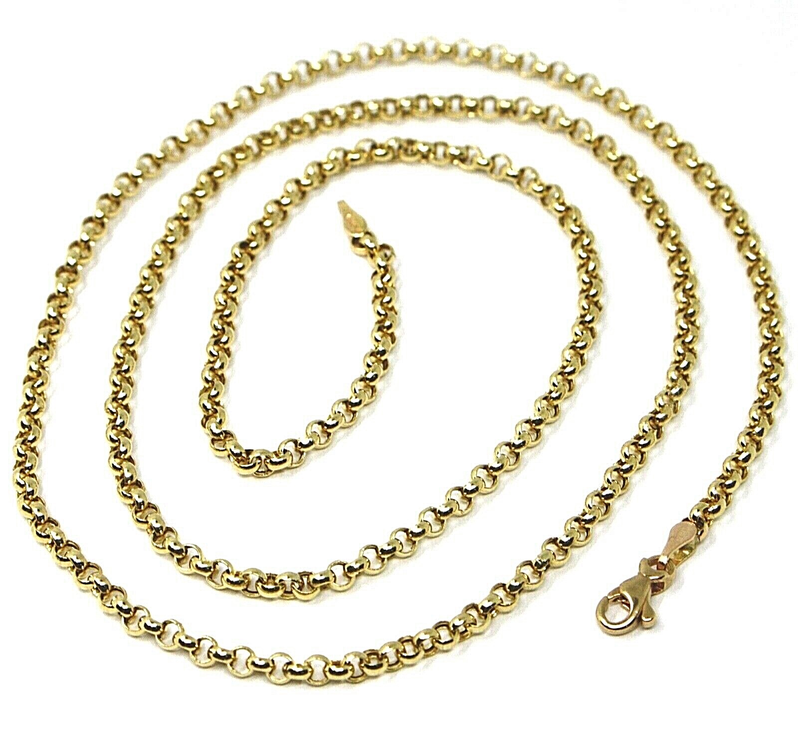 18K YELLOW GOLD ROLO CHAIN 2.5 MM, 17.7 INCHES, NECKLACE, CIRCLES, MADE IN ITALY