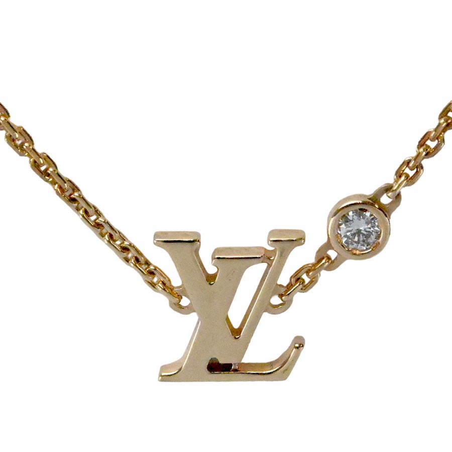 Louis Vuitton Idylle Blossom LV Pendant Necklace K18 Yellow Gold Diamond 40cm