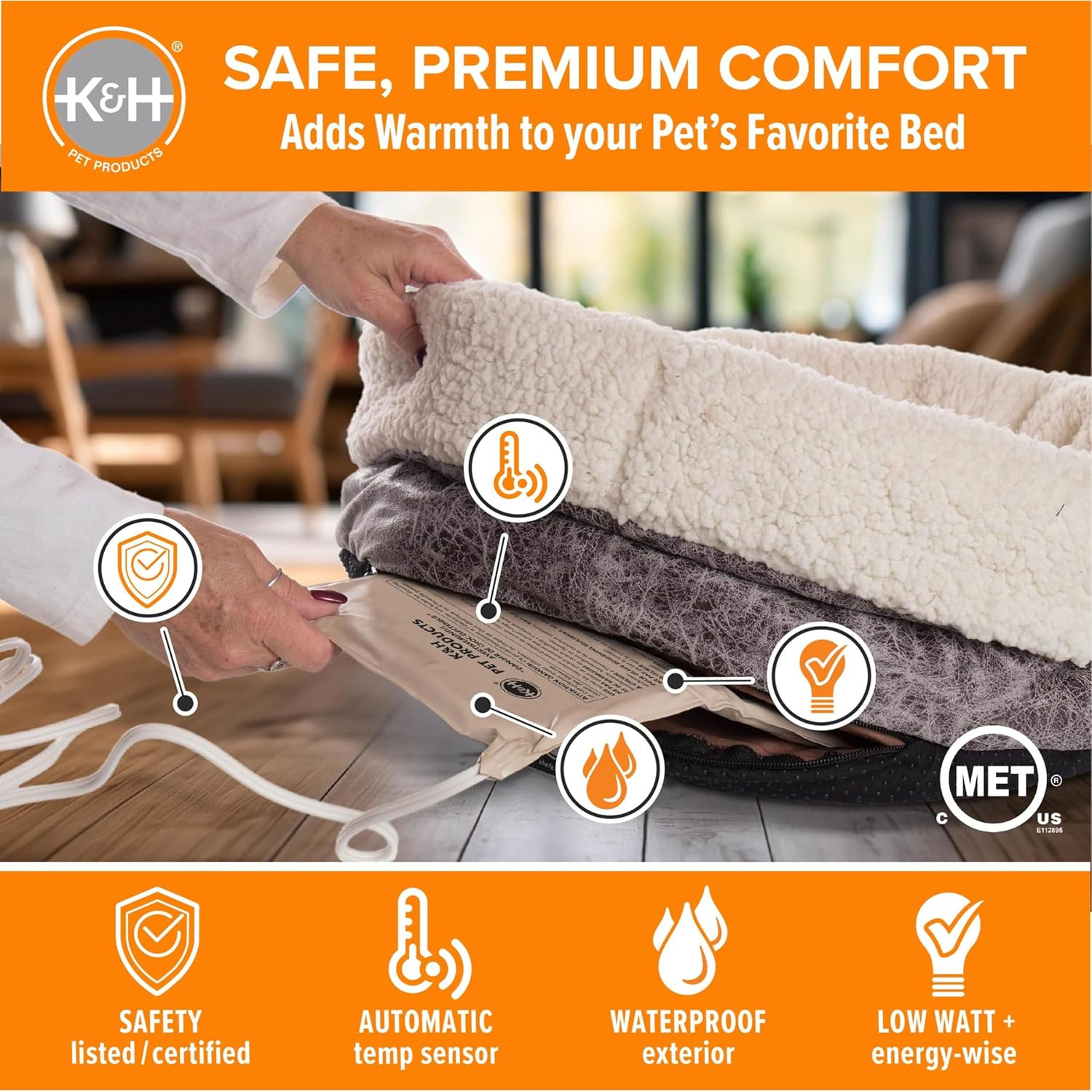 Pet Bed Warmer, Turn Any Pet Bed into a Heated Cat or Dog Bed, Waterproof Indoor